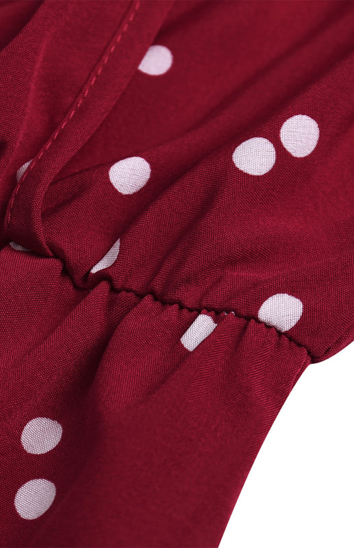 Ladies V Neck Sling Polka Dot Dress Long Dress
