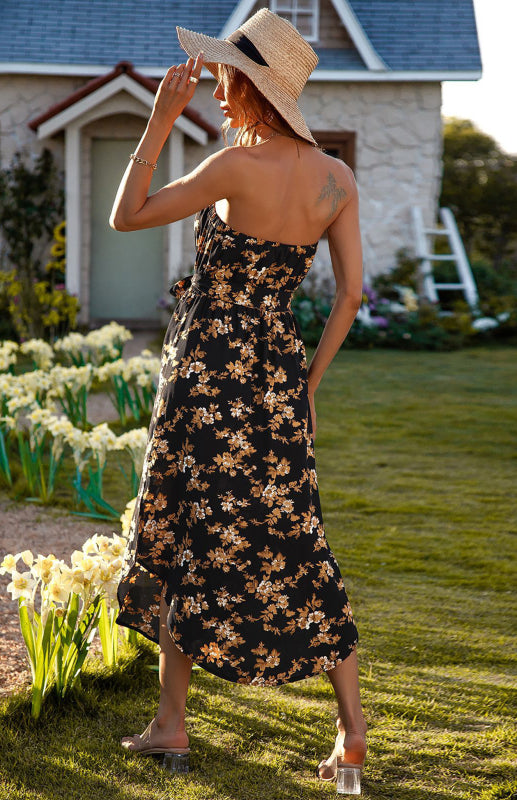 Ladies Sexy Wrap Chest Chiffon Dress