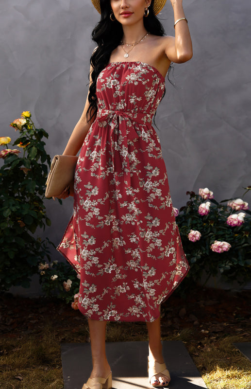 Ladies Sexy Wrap Chest Chiffon Dress