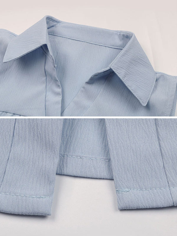 Tank Dress Pleated Sleeveless Blue Dress