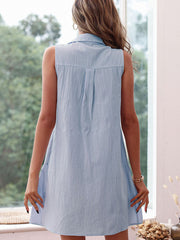 Tank Dress Pleated Sleeveless Blue Dress