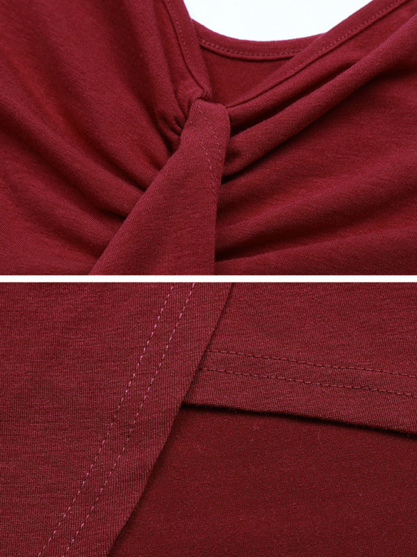 Solid Color Slip Skirt Design Irregular Tight Dress