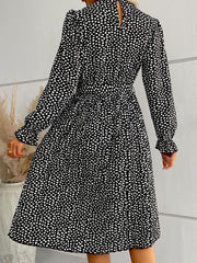 pleated skirt long -sleeved black dress female