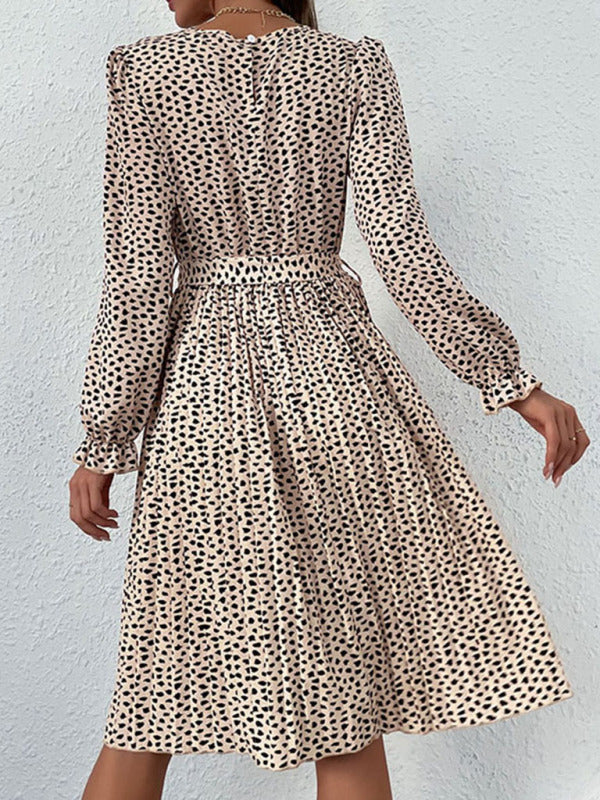 Autumn laces printed European and American base dress