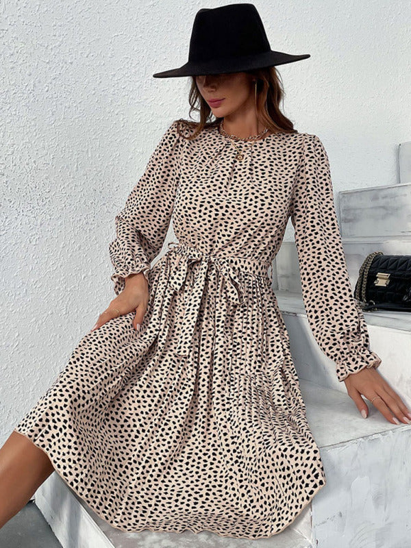 Autumn laces printed European and American base dress
