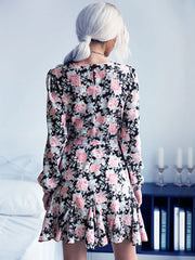Short skirt women autumn and winter outer wearing long -sleeved dress