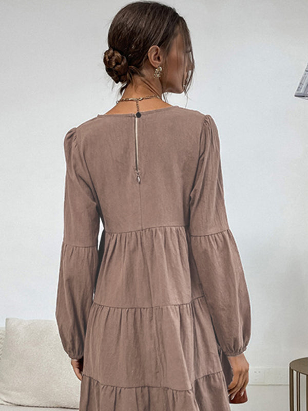 Classic Long Sleeve Polyester Everyday Dress