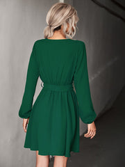V-neck lace long-sleeved dress