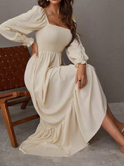 Hollow Outer Neck Long Sleeve Pullover Dress