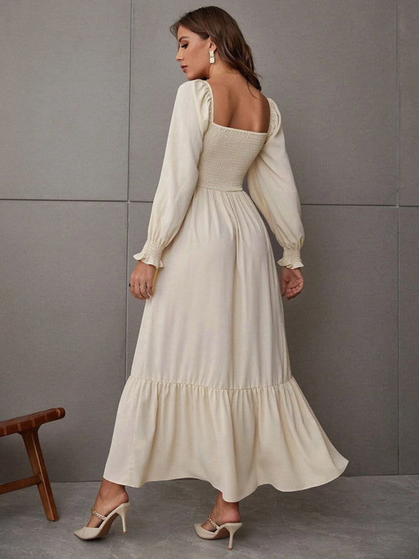Hollow Outer Neck Long Sleeve Pullover Dress
