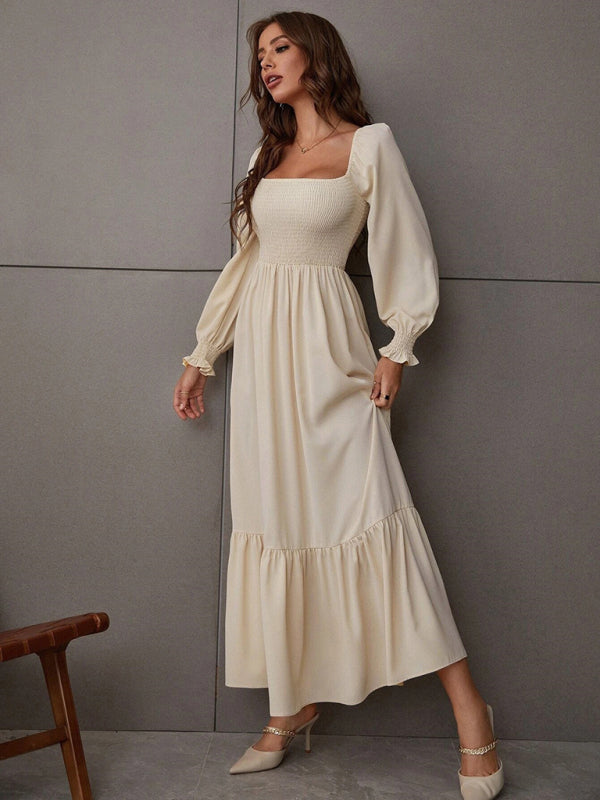 Hollow Outer Neck Long Sleeve Pullover Dress