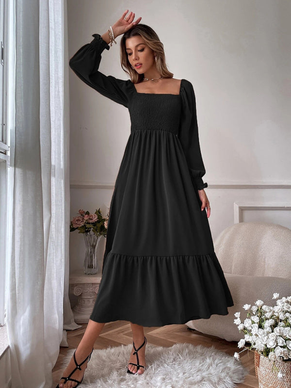 Hollow Outer Neck Long Sleeve Pullover Dress