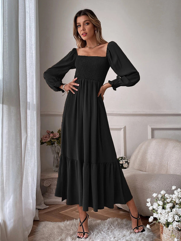 Hollow Outer Neck Long Sleeve Pullover Dress
