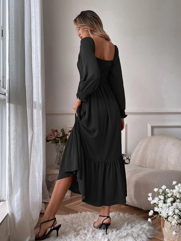 Hollow Outer Neck Long Sleeve Pullover Dress