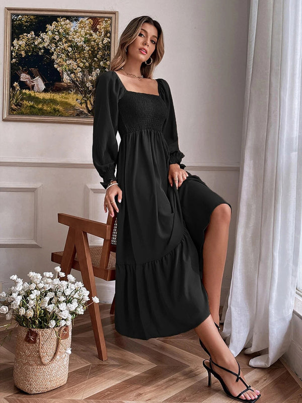 Hollow Outer Neck Long Sleeve Pullover Dress