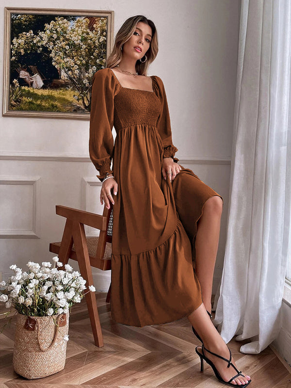 Hollow Outer Neck Long Sleeve Pullover Dress