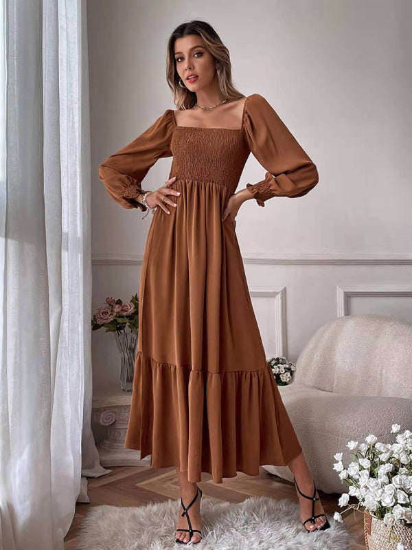 Hollow Outer Neck Long Sleeve Pullover Dress