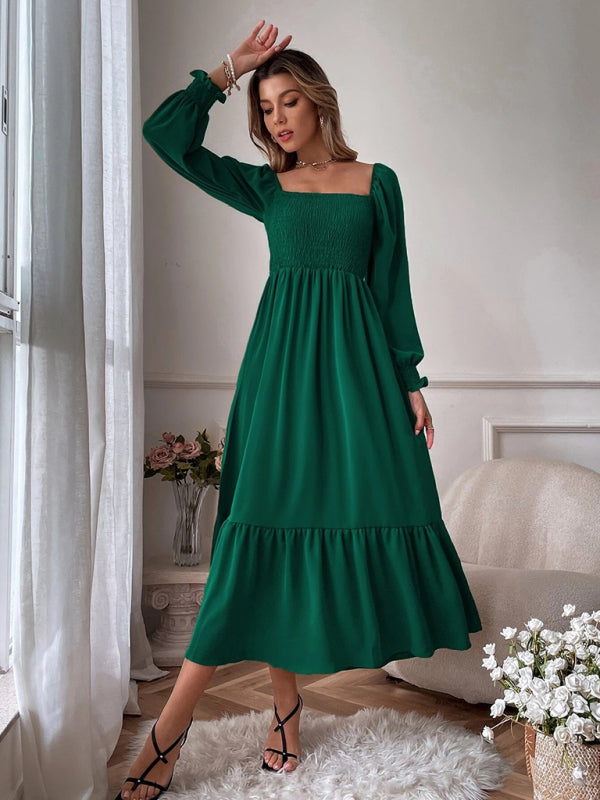 Hollow Outer Neck Long Sleeve Pullover Dress