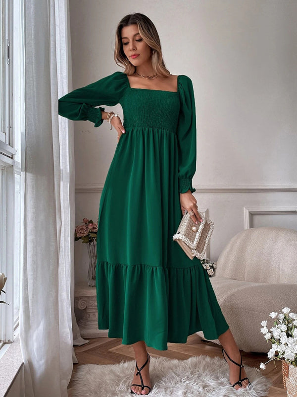 Hollow Outer Neck Long Sleeve Pullover Dress