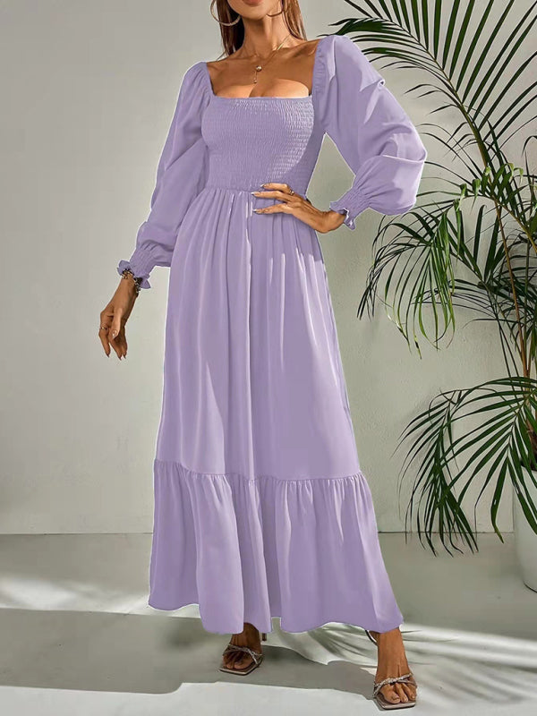 Hollow Outer Neck Long Sleeve Pullover Dress