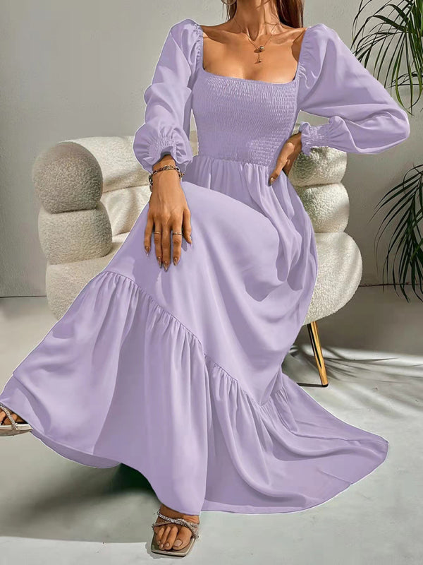 Hollow Outer Neck Long Sleeve Pullover Dress