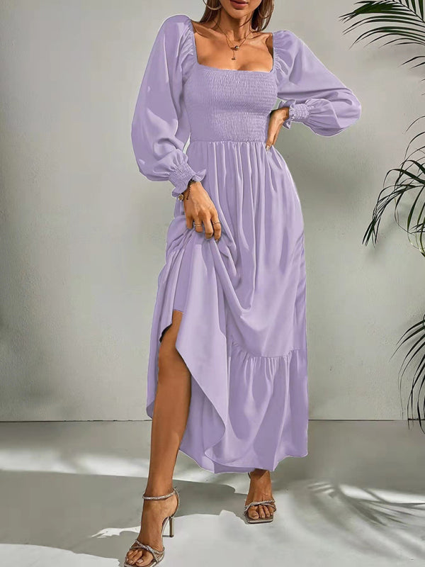 Hollow Outer Neck Long Sleeve Pullover Dress