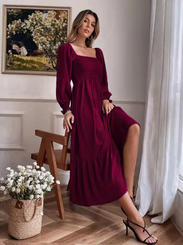 Hollow Outer Neck Long Sleeve Pullover Dress