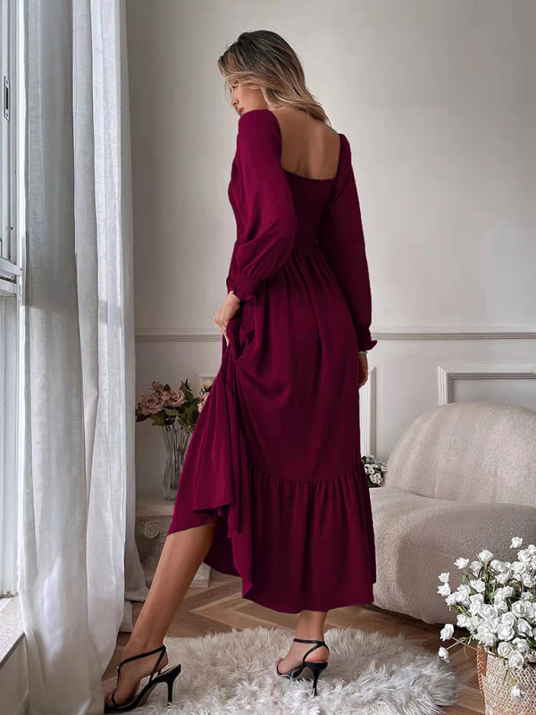 Hollow Outer Neck Long Sleeve Pullover Dress