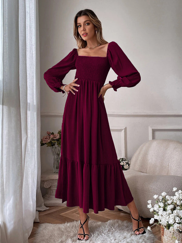 Hollow Outer Neck Long Sleeve Pullover Dress
