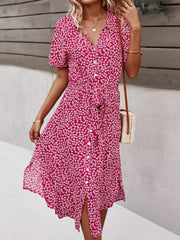 Casual resort style large print streamer dress