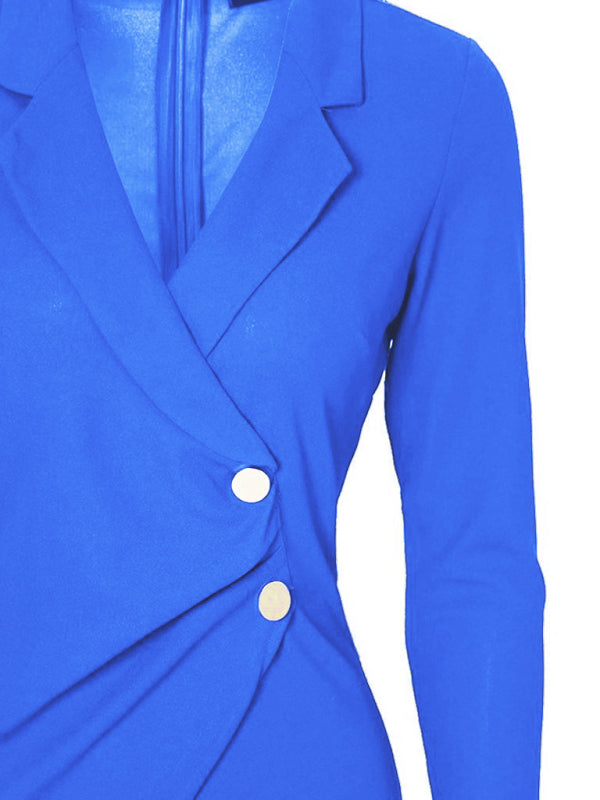 Ladies Elegant Slim Suit Collar Dress