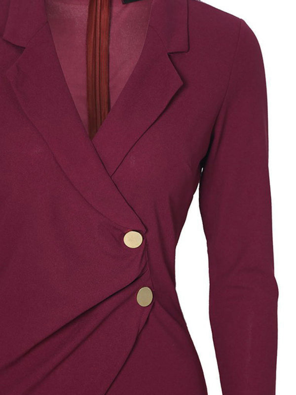 Ladies Elegant Slim Suit Collar Dress