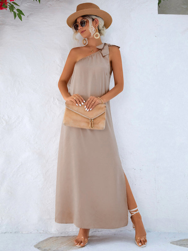 Sexy Elegant Slanted Shoulder Strap Dress
