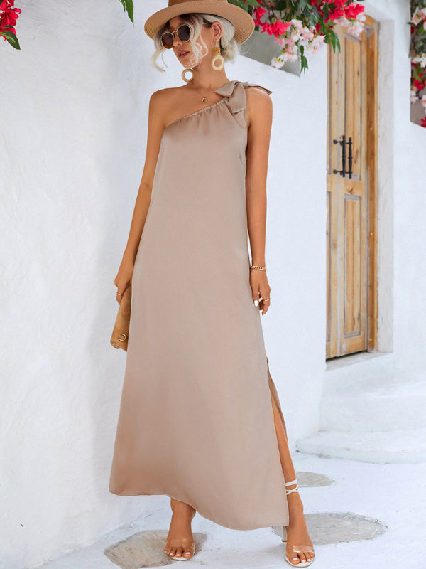 Sexy Elegant Slanted Shoulder Strap Dress