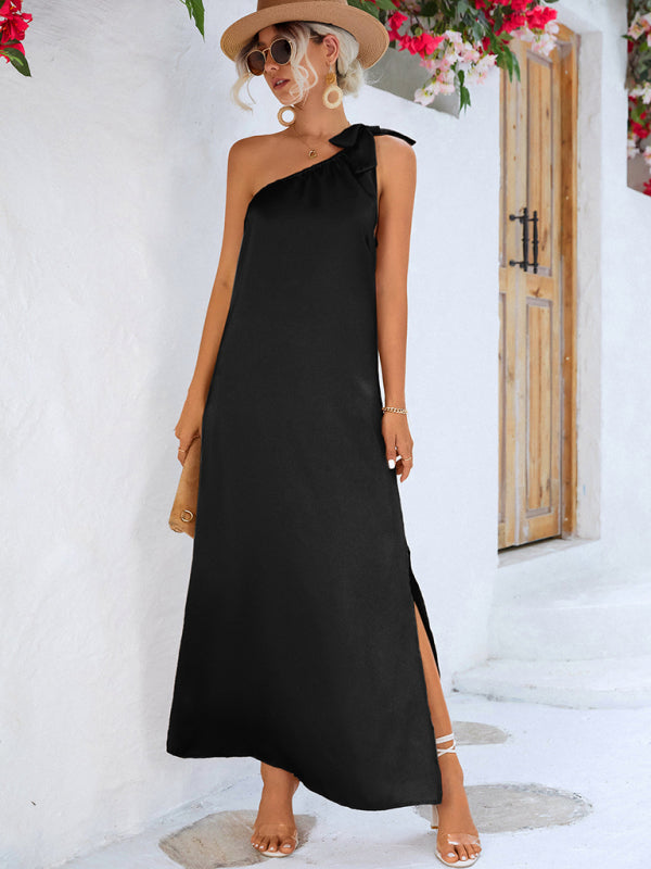 Sexy Elegant Slanted Shoulder Strap Dress
