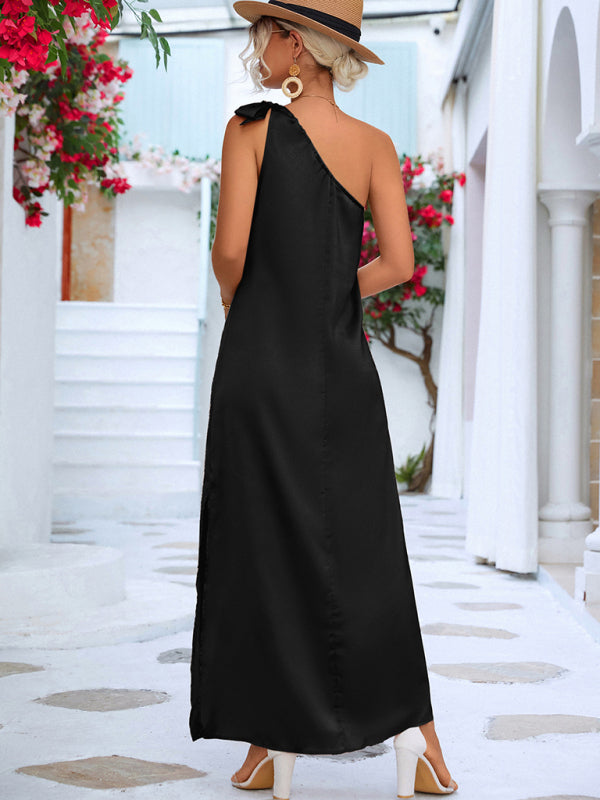 Sexy Elegant Slanted Shoulder Strap Dress