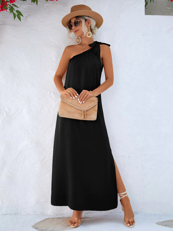 Sexy Elegant Slanted Shoulder Strap Dress