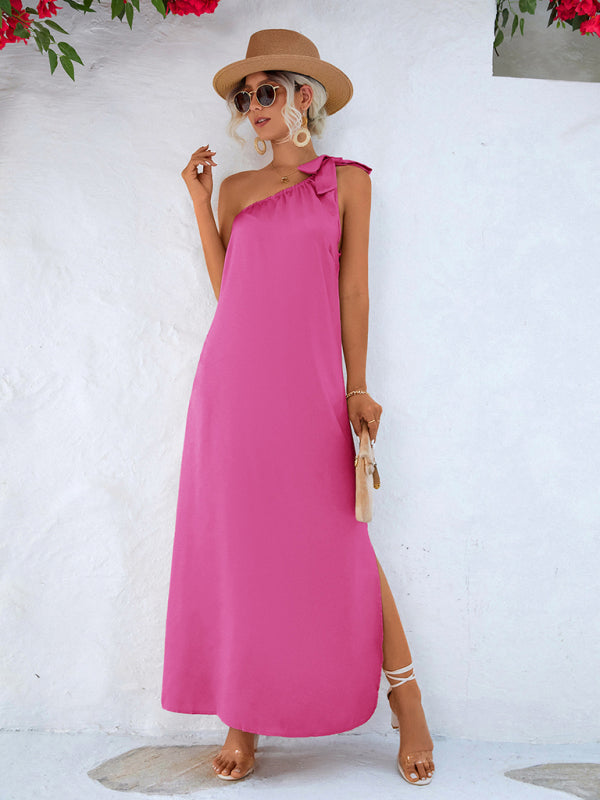 Sexy Elegant Slanted Shoulder Strap Dress
