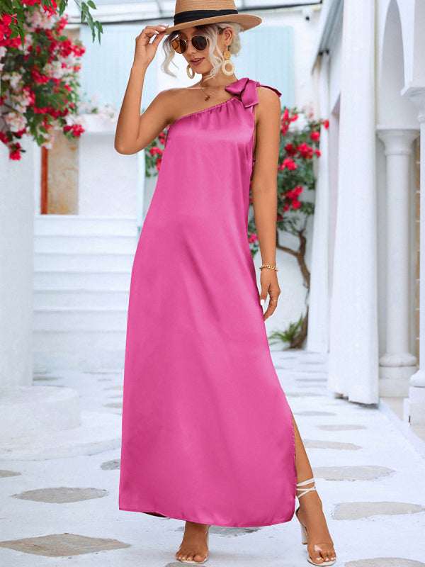 Sexy Elegant Slanted Shoulder Strap Dress
