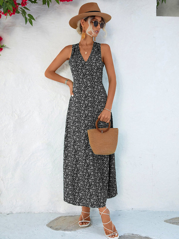 casual vacation elegant V-neck halter dress long dress