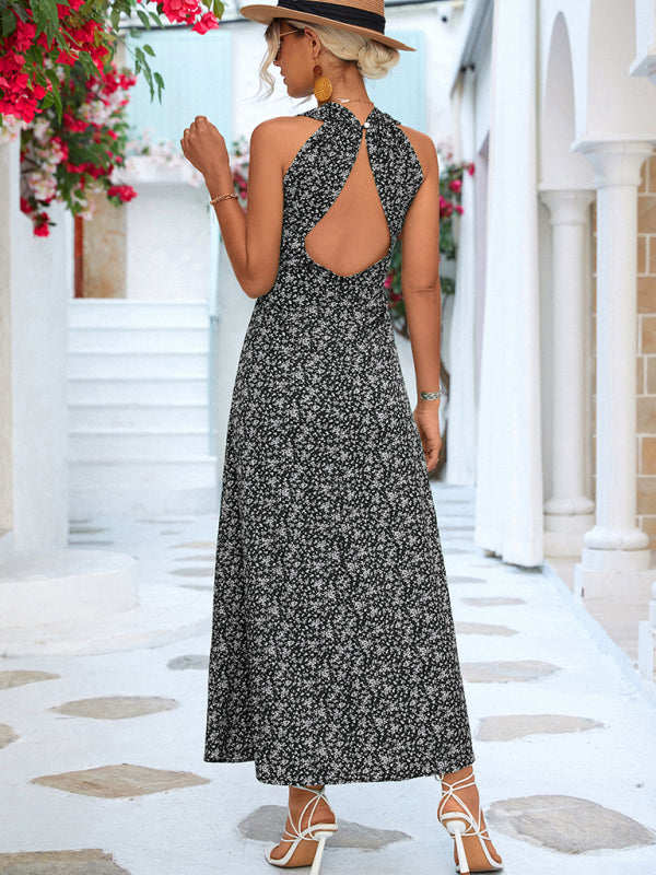 casual vacation elegant V-neck halter dress long dress