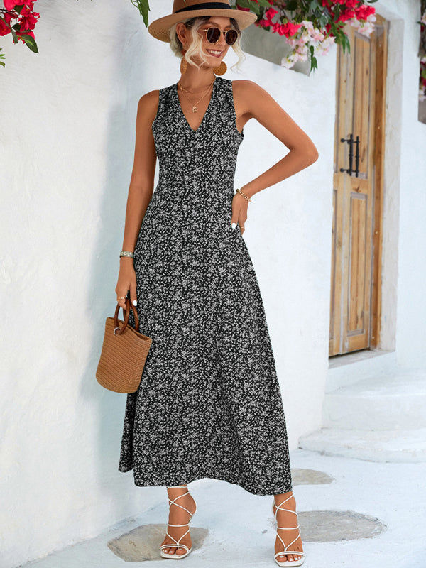 casual vacation elegant V-neck halter dress long dress