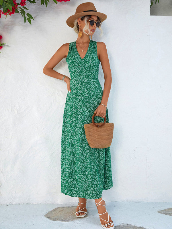 casual vacation elegant V-neck halter dress long dress