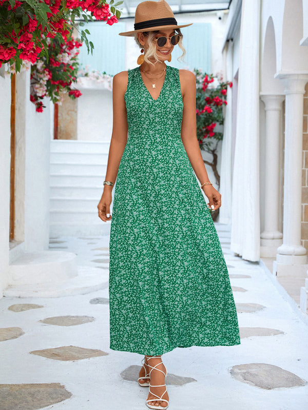 casual vacation elegant V-neck halter dress long dress