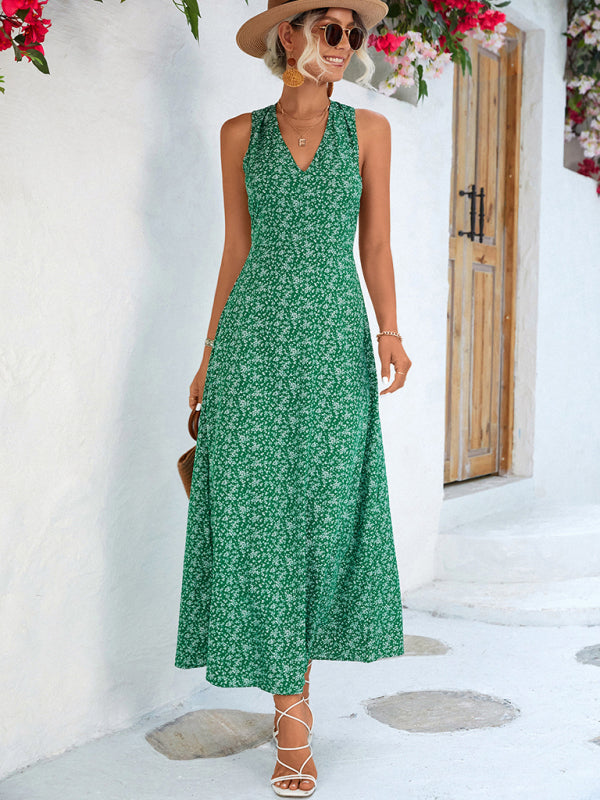 casual vacation elegant V-neck halter dress long dress