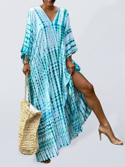 SwimwearCotton printed beach blouse gown holiday sun protection shirt bikini blouse holiday dress