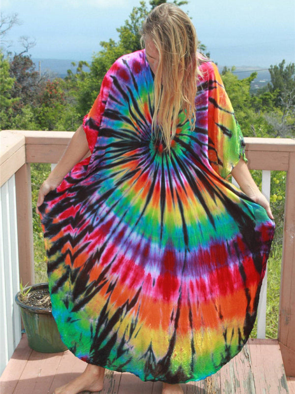 SwimwearCotton printed beach blouse gown holiday sun protection shirt bikini blouse holiday dress
