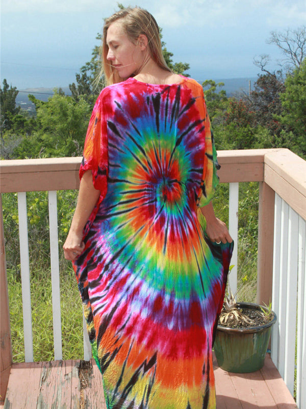 SwimwearCotton printed beach blouse gown holiday sun protection shirt bikini blouse holiday dress