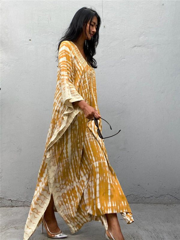 SwimwearCotton printed beach blouse gown holiday sun protection shirt bikini blouse holiday dress