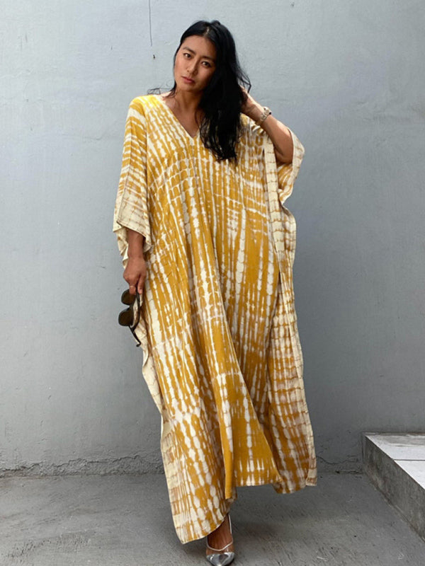 SwimwearCotton printed beach blouse gown holiday sun protection shirt bikini blouse holiday dress